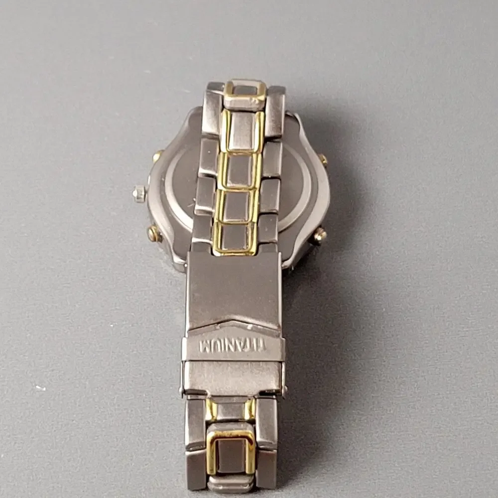 Vintage Titanium Chronograph Wristwatch - Two-Tone Band, Japan Quartz Movement